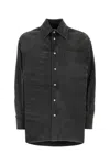 Mm6 Maison Margiela Black Stretch Denim Oversize Shirt