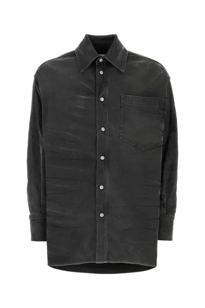 Mm6 Maison Margiela Black Stretch Denim Oversize Shirt