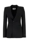Mm6 Maison Margiela Black Stretch Polyester Blend Blazer