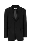 Mm6 Maison Margiela Black Stretch Polyester Blend Blazer In Black