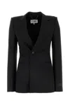 Mm6 Maison Margiela Black Stretch Polyester Blend Blazer In Black