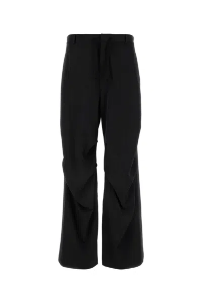 Mm6 Maison Margiela Black Stretch Polyester Wide-leg Pant