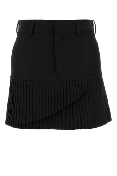MM6 MAISON MARGIELA BLACK STRETCH TWILL MINI SKIRT