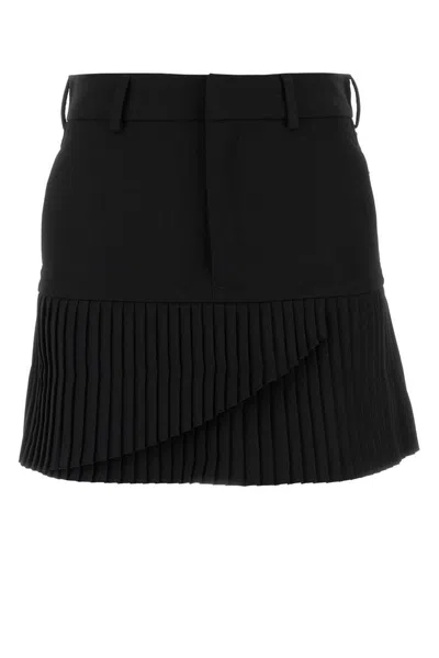 Mm6 Maison Margiela Black Stretch Twill Mini Skirt