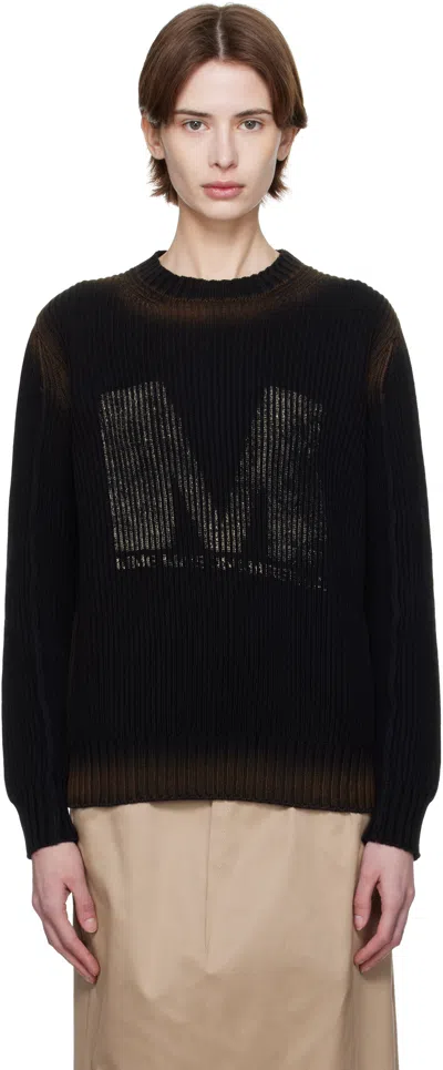 Mm6 Maison Margiela Black Sunbleached Logo Crewneck Sweater In 002s Black/black