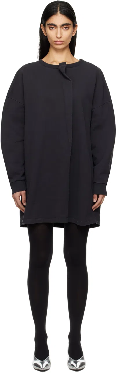 Mm6 Maison Margiela Black Sweat Jersey Darting Minidress In 899 Washed Black