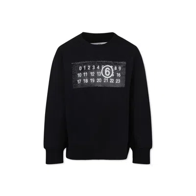 Mm6 Maison Margiela Black Sweatshirt For Kids With Logo
