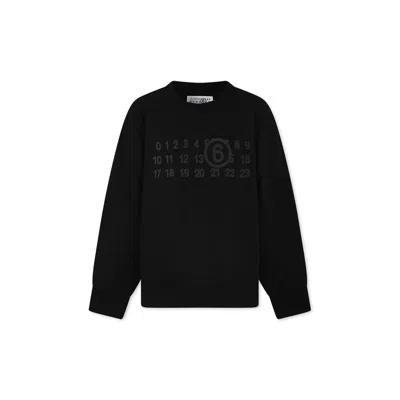 Mm6 Maison Margiela Black Sweatshirt For Kids With Numbers In M6900