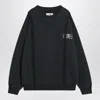 Mm6 Maison Margiela Black Sweatshirt With Numeric Logo In Cotton