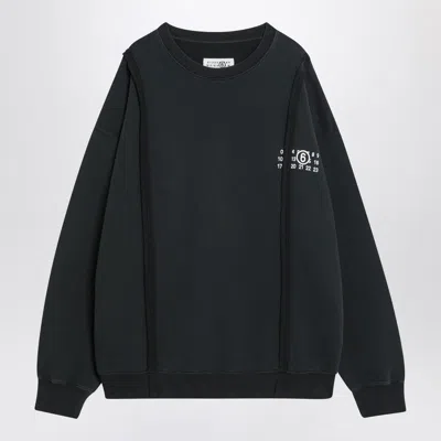 MM6 MAISON MARGIELA MM6 MAISON MARGIELA BLACK SWEATSHIRT WITH NUMERIC LOGO IN COTTON