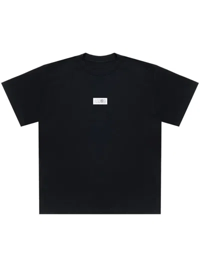 Mm6 Maison Margiela Black Round Neck Graphic T-shirt