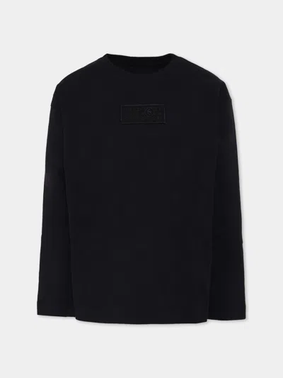 Mm6 Maison Margiela Black T-shirt For Kids With Logo