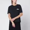 Mm6 Maison Margiela Black T-shirt With Numeric Patch And Tape Detail In Gray