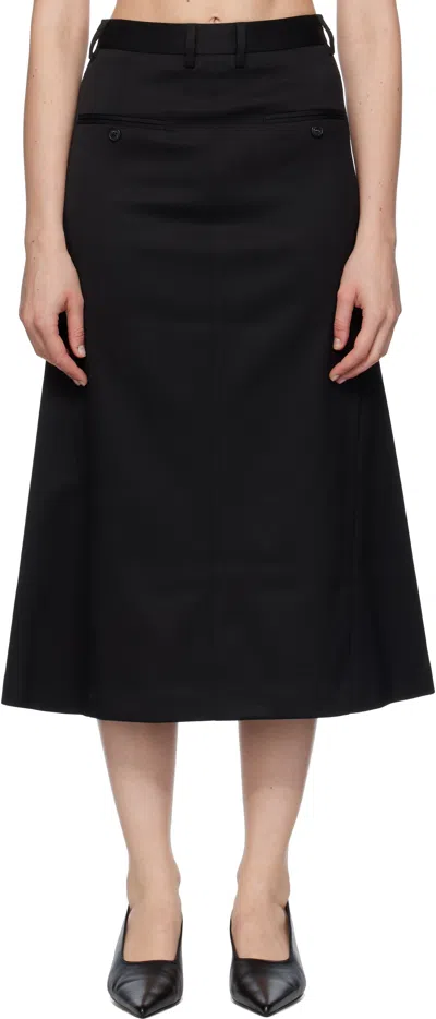 Mm6 Maison Margiela Black Tailored Midi Skirt
