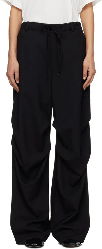 Mm6 Maison Margiela Black Tailoring Wool Canvas Cargo Trousers In 900 Black