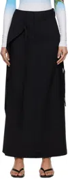 Mm6 Maison Margiela Black Tailoring Wool Canvas Tie Maxi Skirt In 900 Black