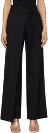Mm6 Maison Margiela Black Tailoring Wool Canvas Tie Trousers In 900 Black