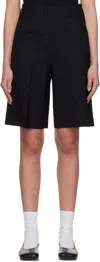 Mm6 Maison Margiela Black Tailoring Wool Canvas Twisted Shorts In 900 Black