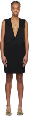 Mm6 Maison Margiela Black Tailoring Wool Minidress In 900 Black