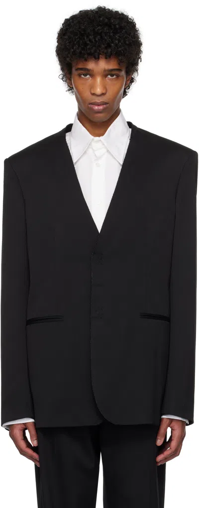 Mm6 Maison Margiela Black Tailoring Wool Suit Blazer In 900 Black