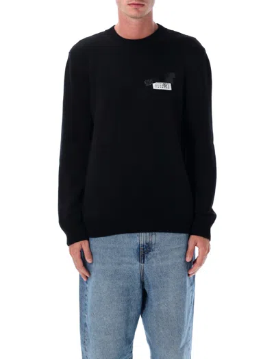 Mm6 Maison Margiela Mm6 By Maison Margiela Wool Taped Label Crewneck Sweater In Black