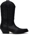 Mm6 Maison Margiela Pointed Toe Leather Boots With Double Pull-tabs In T8013 Black