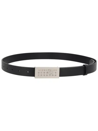 Mm6 Maison Margiela Black Textured Buckle Belt