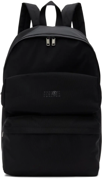 Mm6 Maison Margiela Black Three-pocket Cordura Backpack In T8013 Black