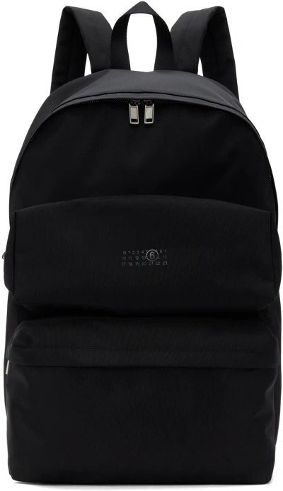 Mm6 Maison Margiela Black Three-pocket Cordura Backpack