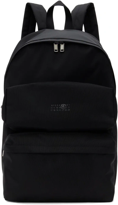Mm6 Maison Margiela Black Three-pocket Cordura Backpack In T8013 Black