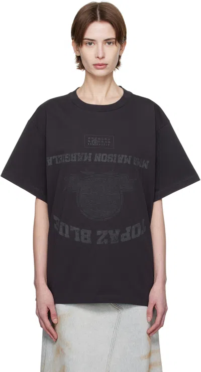Mm6 Maison Margiela Black Topaz Blue T-shirt In 899 Washed Black