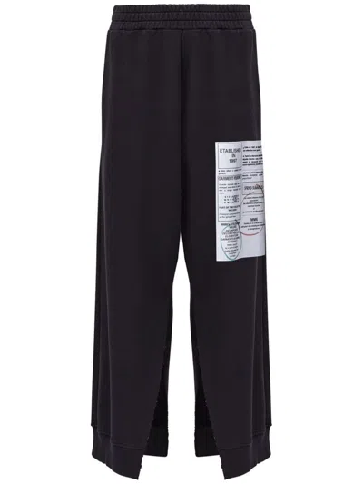 MM6 MAISON MARGIELA BLACK TRACK PANTS WITH CUT-OUT DETAILS