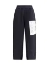 Mm6 Maison Margiela Black Track Pants With Cut-out Details In Blue