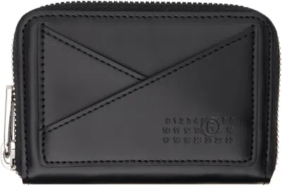 Mm6 Maison Margiela Black Triangle 6 Zip Around Wallet In T8013 Black