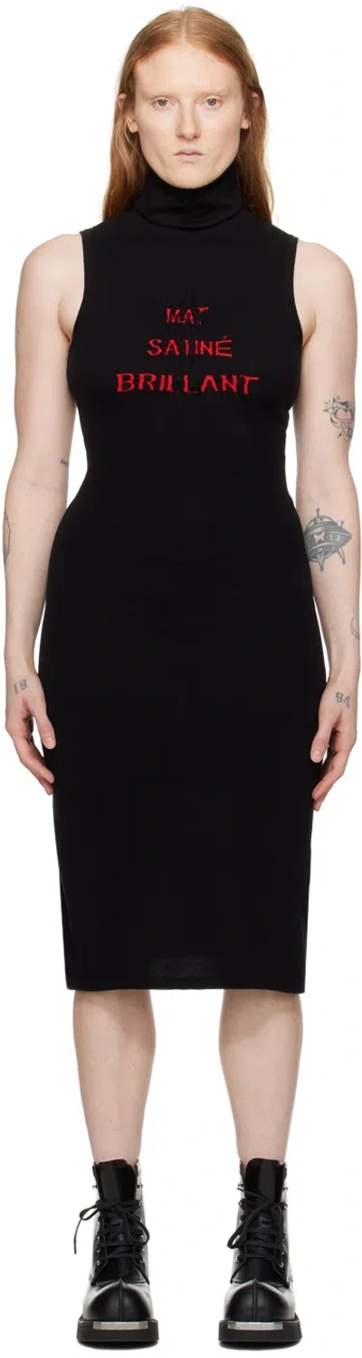 Mm6 Maison Margiela Black Turtleneck Midi Dress In 002j Black-red