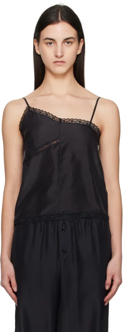 Mm6 Maison Margiela Black Twist Silk Camisole In 900 Black