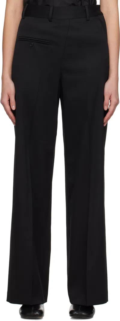 Mm6 Maison Margiela Black Twist Wool Blend Trousers In 900 Black