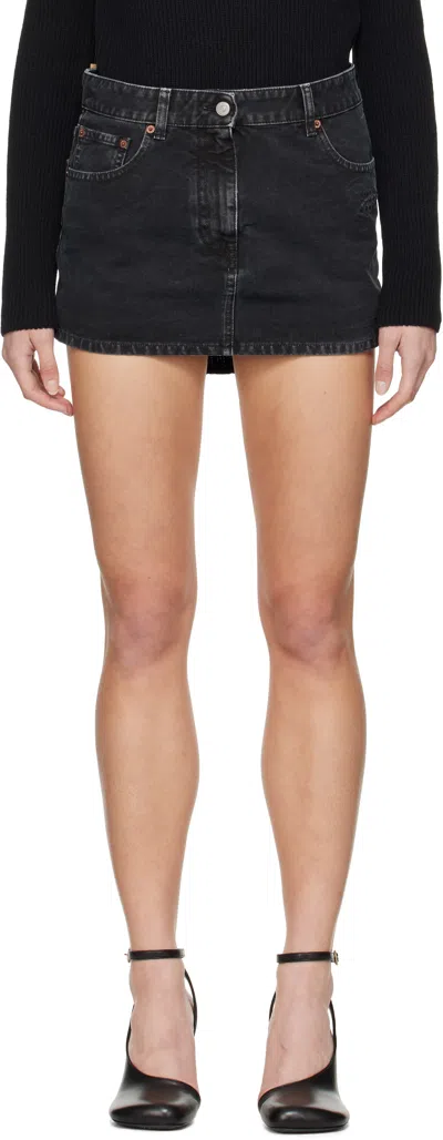 Mm6 Maison Margiela Black Twisted Denim Miniskirt In 900 Black