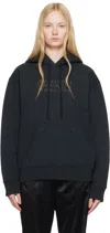 Mm6 Maison Margiela Black Unbrushed Sweat Jersey Hoodie In 900 Black