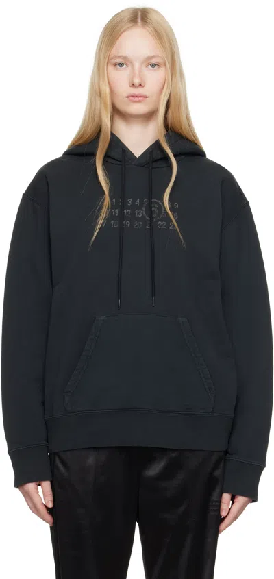 Mm6 Maison Margiela Black Unbrushed Sweat Jersey Hoodie In 900 Black