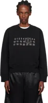 Mm6 Maison Margiela Graphic Black Cotton Sweatshirt With Contrasting Numeric Logo In Black
