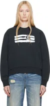 Mm6 Maison Margiela Black Unbrushed Sweat Jersey Sweatshirt In Black