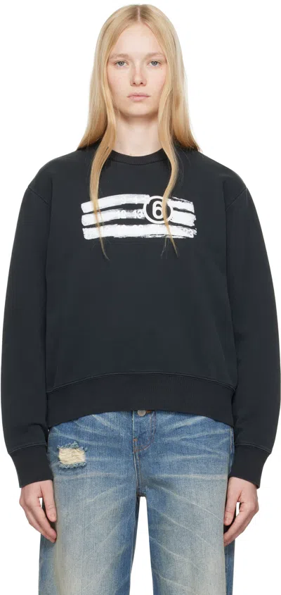 Mm6 Maison Margiela Black Unbrushed Sweat Jersey Sweatshirt
