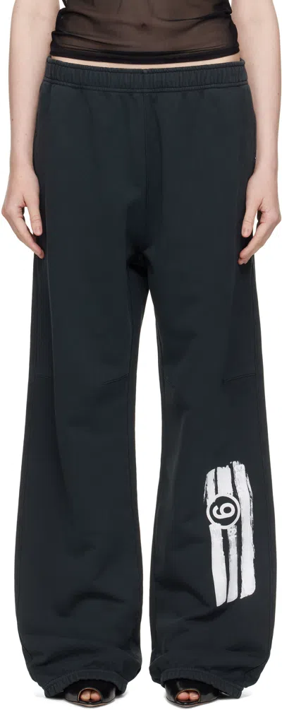 Mm6 Maison Margiela Black Unbrushed Sweat Lounge Pants