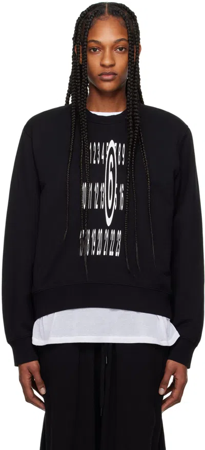 Mm6 Maison Margiela Black Unbrushed Sweatshirt In 900 Black