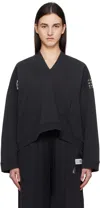 Mm6 Maison Margiela Black V-neck Logo Sweatshirt In 899 Washed Black