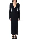 Mm6 Maison Margiela Mm6 By Maison Margiela Long Sleeve Fitted Maxi Dress With Deep V-neckline In Black