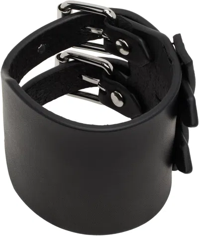 Mm6 Maison Margiela Black Vegetable Leather Bracelet In T8013 Black