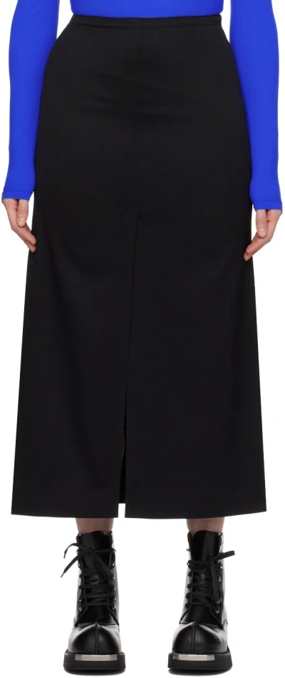 Mm6 Maison Margiela Black Vented Maxi Skirt In 900 Black