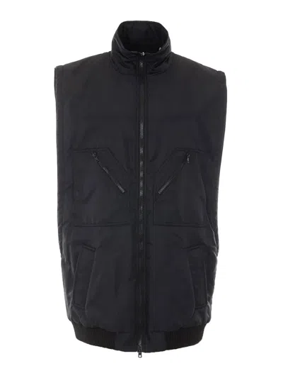 Mm6 Maison Margiela Black Vest With Zip Closure On The Front In Transparent